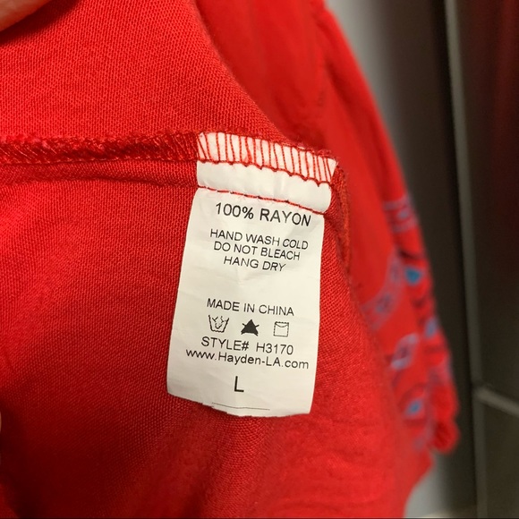 HAYDEN LOS ANGELES BOHO EMBROIDERED DESIGN SELF TIE FRONT BLOUSE SIZE L - Picture 10 of 13